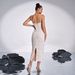 European And American Women's New High End Suspender V Neck Slim Hollow Sequin Beads Banquet Evening Dress_ecoleips.com