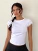 Summer Lace Patchwork Top for Women Slim Fit round Neck Short Sleeve European American Style Sexy Girl Solid Color_ecoleips.com