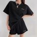 Women's Clothing Summer Casual Sports Two Piece Set For Women Wide Leg Shorts Short Sleeve Loose Fashion Waffle Style Embroidery_ecoleips.com