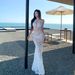 Verve Super Fairy Summer Sexy Pure Desire Bikini Three-Piece Set Beach Long Dress Lace Sheer Whe Small Chest Gathered_ecoleips.com