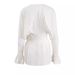 Women's Clothing Pleated Waist-Defined White Blouse For Women – Elegant V-Neck Bell Sleeve Tunic Top With Casual Chic Style_ecoleips.com