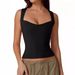 Women's Sleeveless Square Neck Crop Top - Stretchy Ribbed Tank Tops For Women, Casual Summer Layering Piece, Streetwear Fashion Basic_ecoleips.com