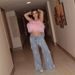 Women's Clothing Washed Distressed Wide Leg Pants Plush Diamond Chain Decorated Slit Straight Jeans Women_ecoleips.com