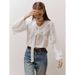 Summer Loose-Fitting Chiffon Blouse With Ruffled Hem, V-Neck Shirt, And Long-Sleeved Women's Dress For Commuting_ecoleips.com