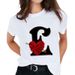 Women's Tops Hot-selling Cross-border Supply Rose Pattern Combination Simple Print Round Neck Vintage Loose T-shirt_ecoleips.com