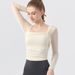 K Women's Yoga Clothing With Long Sleeves, Fixed Cups, Mesh Splicing, Beautiful Back Straps, Breast Pads, Long And Slimming Solid Color Fitness_ecoleips.com