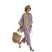 Women's Summer Style Top Striped Ramie Bamboo Fiber Loose Fit Casual Versatile V Neck Shirt With Flutter Sleeves_ecoleips.com