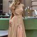 Women's Clothing Summer New Style Pure Color Temperament Slim High Waist Cardigan Button Dress_ecoleips.com