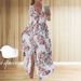 Summer Chiffon Printed Long Dress V Neck Evening Gown for Women with Long Sleeves And Slit Cross Border E Commerce 2023_ecoleips.com