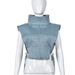 European And American Women's Clothing 2025 Spring New Fashion Lace Stand Collar Casual Denim Vest Top_ecoleips.com