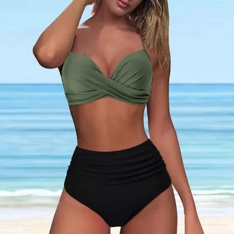 Women's Clothing Thickened Swimsuit Split High Waist Belly Covering Tight Sexy Bikini_ecoleips.com