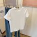 Women's White Printed T-Shirt Bow Decoration Short Sleeve Casual Top Trendy Summer Design Fashion All Match Ins Niche_ecoleips.com