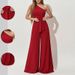 Women's Clothing Spring Women's Solid Color Off-Shoulder Jumpsuit Straight Leg Commuting Tie Detail Fashion Women's Clothing_ecoleips.com