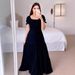 Women's Clothing Commuting Solid Color Square Collar Stitching Long Skirt Dress_ecoleips.com