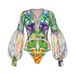Women's Clothing Swimsuit Deep V Neck Lantern Long Sleeved Seaside Holiday Printed One Piece Swimsuit Suit_ecoleips.com