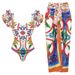 Women's Clothing Floral Print Ruffle One-Piece Swimsuit With Wrap Skirt/Pants - Enamel Pattern, Comfortable & Stylish Beachwear For Vacation_ecoleips.com