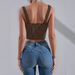 Women's Clothing, Lace Backless Camisole Striped Underwire European And American Style Tank Top, Sexy Low Cut Leopard Print Bralette._ecoleips.com