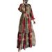 Ladies' Style Tie Dye Round Neck With Belt And Lining Long Elegant Dress_ecoleips.com