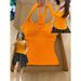 Korean-style Retro Doamine Orange Tank For Women, Summer, With Chest Ads, Sweet Sicy Style, Slimming And Versatile_ecoleips.com