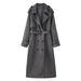 British-Inspired Belted Trench Coat – Oversized Double-Breasted Wool Blend, Longline (S-L, Stone Grey/Taupe)_ecoleips.com