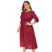 Large Size Women's New Evening Dress Bridesmaid Dress Lace Pocket Dress_ecoleips.com