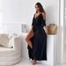 Women's Clothing Solid Color Sexy Suspenders Five Point Sleeves Mid Length Dress_ecoleips.com
