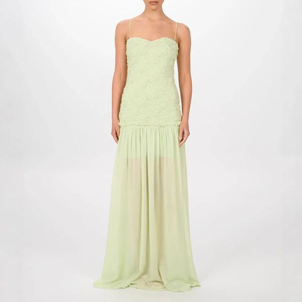 Lady Fashion Embroidery Splicing Long Dress Elegant Strapless 3d Flower Party Gowns Sexy Sleeveless Backless Solid Evening Dress_ecoleips.com