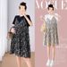 Summer Two-Piece Set Floral Loose Mid-Length Maternity Dress_ecoleips.com
