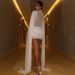 Women Fashion Half Turtleneck Dress Double Layer Spliced Mesh Ribbon Bodycon Sexy It Girl Party Evening Dress_ecoleips.com
