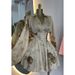 K New Women's Dress With Elegant Printed V-neck, Bell Sleeves, High-waisted, Short Skirt_ecoleips.com