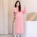 Autumn New Korean Fashion Loose Hooded Mid-Length Knitted Maternity Dress_ecoleips.com