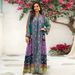 Elegant Long-Sleeve Maxi Dress – Floral Print & Rhinestone Embroidery, Polyester Blend, S-Xxl (Multi-Color)_ecoleips.com