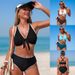 Women's Floral Split Bikini Swimwear Sexy Cross-Over Summer Fashionable Polyester Bikini Set For Vacation_ecoleips.com