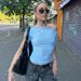 European And American Ins Style Fashion New Top Solid Color Irregular Diagonal Collar Hook Button Design Street Style Waist Versatile T-shirt_ecoleips.com