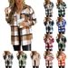 Women's Long Sleeved Lapel Plaid Shirt Casual Temperament Mid Length Coat Autumn Winter New European American Style Comfortable_ecoleips.com
