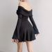 Black Knit Ruffled Mini Dress Women Patchwork Off-Shoulder Loose Slim Fashion Ribbed Dress Knitwear Clothes Female Dress_ecoleips.com