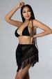YM53035 Women's Handmade Crochet Hollow Tassel Strapless Sexy Short Dress Two-Piece Set_ecoleips.com