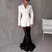 K New Long Sleeved Top Set, Loose Elastic Mesh Skirt Two-piece Set_ecoleips.com