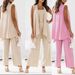 Women's Clothing Sleeveless Cardigan Vest Wide Leg Trousers 3 Piece Set_ecoleips.com