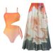 Women's Clothing New One Piece Swimsuit Women's Tight Sexy Slim Retro Strap Chiffon Long Skirt Swimsuit Suit_ecoleips.com
