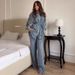 Women's Elegant Fashion Shirt Tie Up Loose Coat Denim Trousers Suit European American Style Autumn Winter Clothing_ecoleips.com
