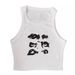 Women's Cropped Ribbed Tank Top, Basic Cami Tee With Print, Streetwear Hip Hop Fashion Comfortable Ribbed Fabric_ecoleips.com
