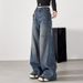 American Retro Wide-leg Jeans For Women, Spring And Autumn, Plus Size, Stylish High-waisted, Loose, Casual, Floor-length_ecoleips.com