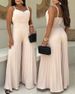 Women's Clothing Pleated Craft Sling Waist Wide Leg Flared Jumpsuit_ecoleips.com