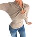 European And American Soft Asymmetric Draped Hollow Metal Buckle Decorated Long Sleeve T-Shirt Base Shirt For_ecoleips.com