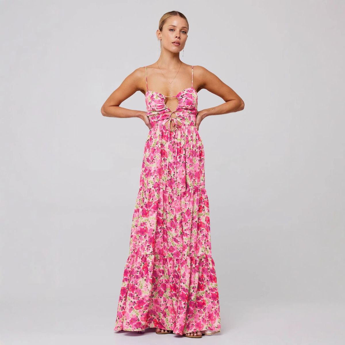Bohemian Print Maxi Dress With Tie-Strap Detail - Flowy A-Line Beach Dress For Women Soft & Breathable Fabric_ecoleips.com