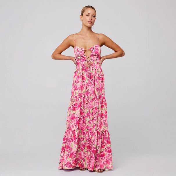 Bohemian Print Maxi Dress With Tie-Strap Detail - Flowy A-Line Beach Dress For Women Soft & Breathable Fabric_ecoleips.com