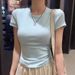 Solid Color Bottom Slim Short-sleeved T-shirt Women's Trendy New Slim Short-sleeved Top_ecoleips.com