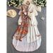 Women's French Style Retro Print Collared Shirt Dress with Tie Waist Asymmetrical Long Skirt Design for Spring And Autumn_ecoleips.com