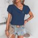 European American Women's Washed Cotton Top Asymmetrical Neck Solid Color Summer Blouse Elegant Fashion Style_ecoleips.com